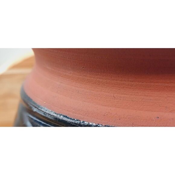 Vintage Handmade Wheel Thrown Earthenware Cobalt Blue Glazed Planter Vase - Picture 12 of 16